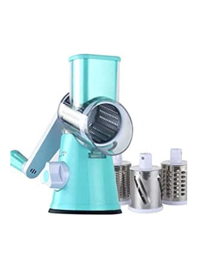 Table Top Drum Grater With 3 Blades Blue