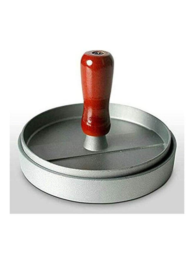 Aluminium Burger Press With Wooden Handle Silver 14x12cm