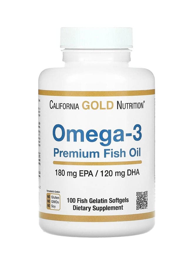 Omega-3 Premium Fish Oil - 100 Fish Gelatin Softgels 180 Epa / 120 Dha
