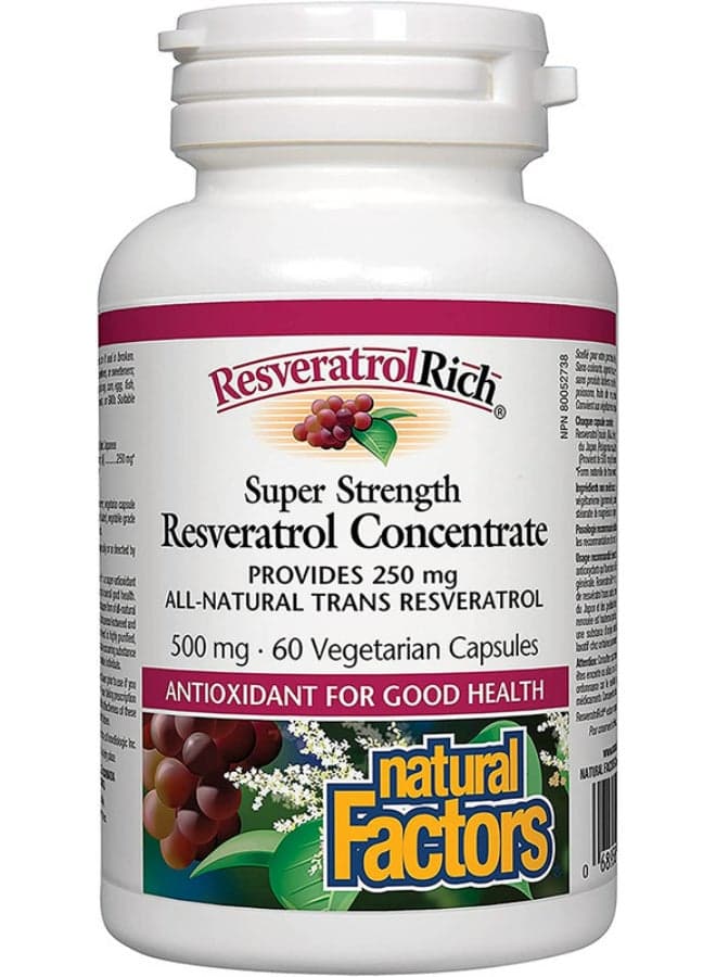 ResveratrolRich-Super Strength Resveratrol Concentrate 500mg, 60 caps