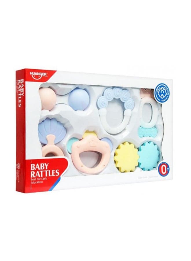 6-Piece Teether Rattle Toys Set Colorful Durable, Portable And Sturdy Material 40x7x27cm