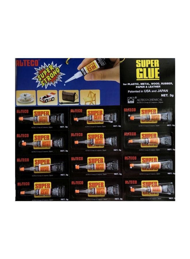 Super Glue Tube, 12x3g Clear