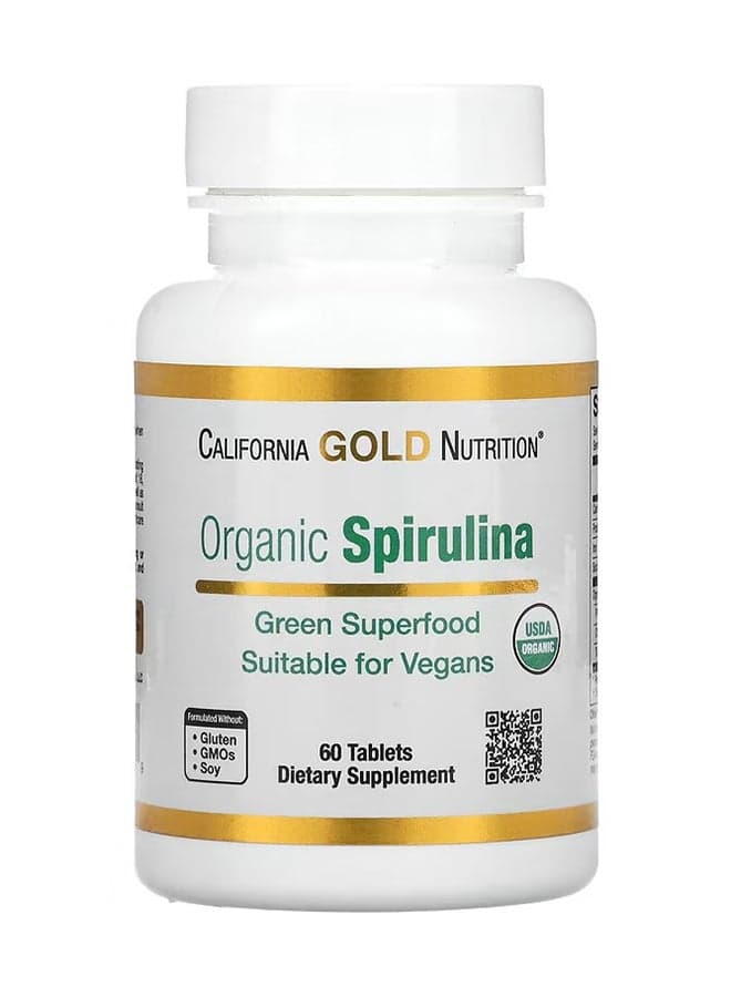 Organic Spirulina Dietary Supplement, 60 Tablets