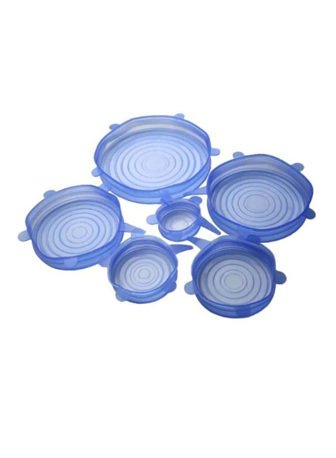 6-Piece Silicone Stretch Fresh Food Cover Blue 4.4x11.4cm