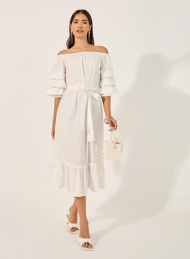 Ruffled Off-Shoulder Dress